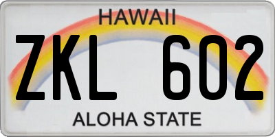 HI license plate ZKL602