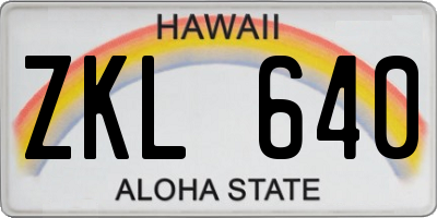 HI license plate ZKL640