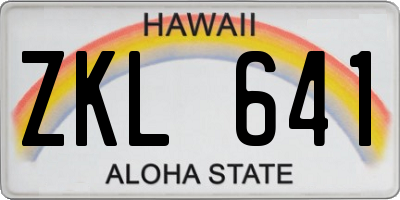 HI license plate ZKL641