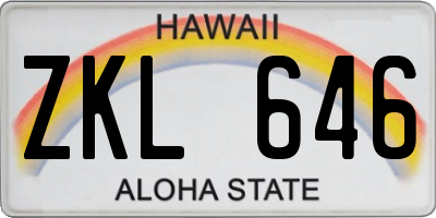 HI license plate ZKL646