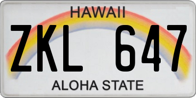 HI license plate ZKL647