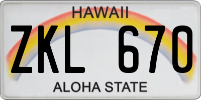 HI license plate ZKL670