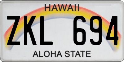 HI license plate ZKL694