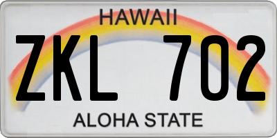 HI license plate ZKL702