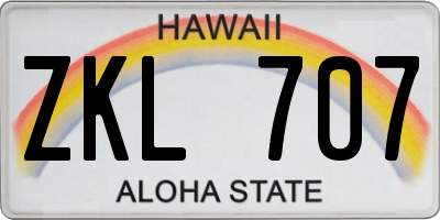 HI license plate ZKL707