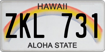 HI license plate ZKL731