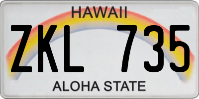 HI license plate ZKL735