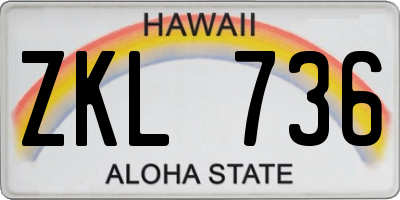 HI license plate ZKL736