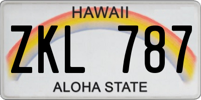 HI license plate ZKL787