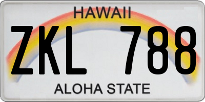 HI license plate ZKL788