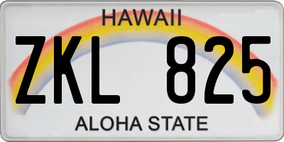 HI license plate ZKL825