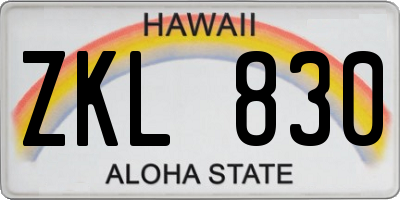 HI license plate ZKL830