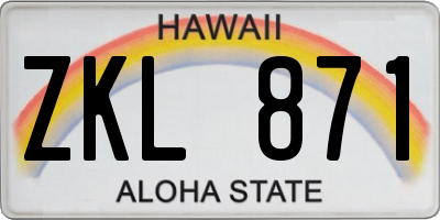 HI license plate ZKL871