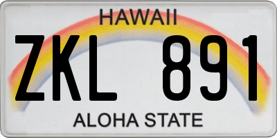 HI license plate ZKL891