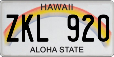 HI license plate ZKL920
