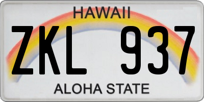 HI license plate ZKL937