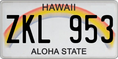 HI license plate ZKL953