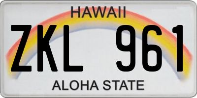 HI license plate ZKL961