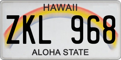 HI license plate ZKL968