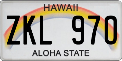 HI license plate ZKL970