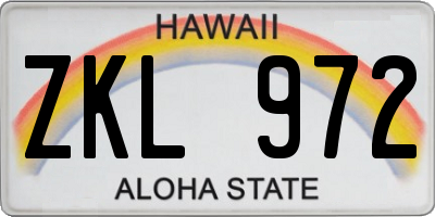 HI license plate ZKL972