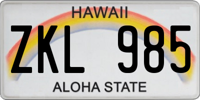 HI license plate ZKL985