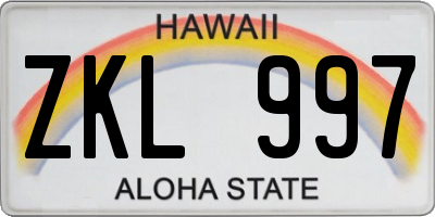 HI license plate ZKL997