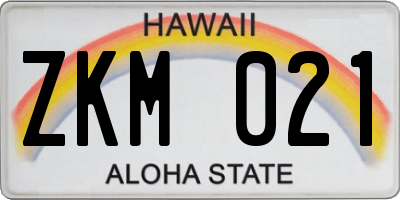 HI license plate ZKM021