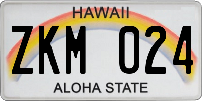 HI license plate ZKM024