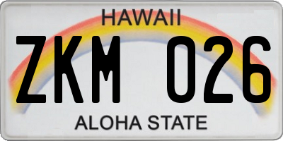 HI license plate ZKM026