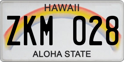 HI license plate ZKM028