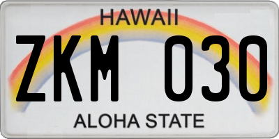 HI license plate ZKM030