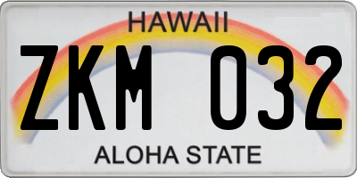 HI license plate ZKM032