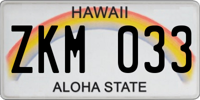 HI license plate ZKM033