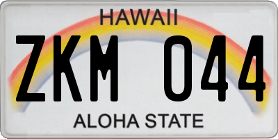 HI license plate ZKM044