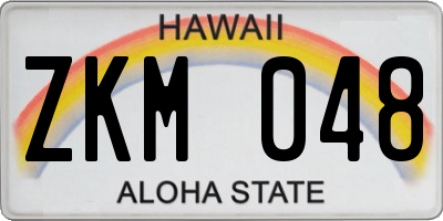 HI license plate ZKM048