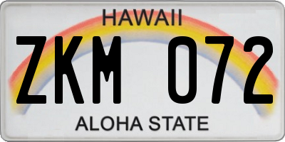 HI license plate ZKM072