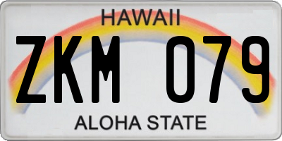 HI license plate ZKM079