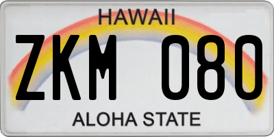 HI license plate ZKM080