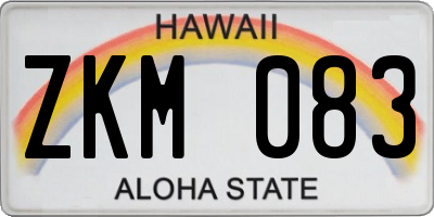 HI license plate ZKM083