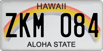 HI license plate ZKM084