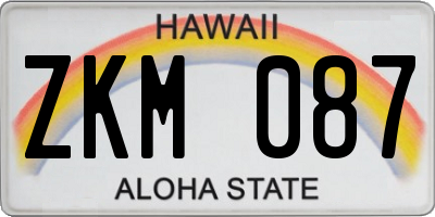 HI license plate ZKM087