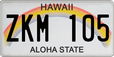 HI license plate ZKM105