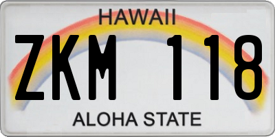 HI license plate ZKM118
