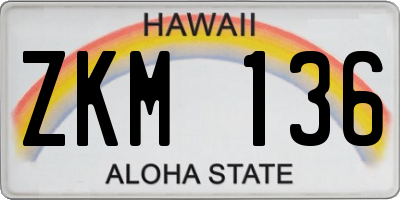 HI license plate ZKM136