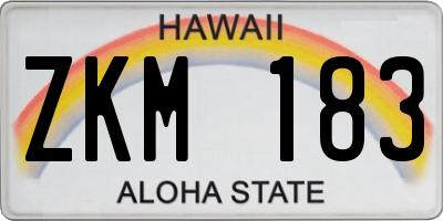 HI license plate ZKM183
