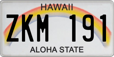 HI license plate ZKM191