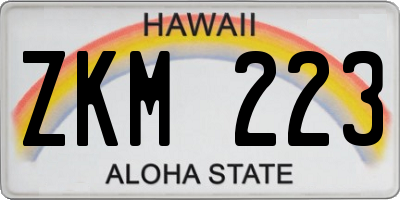 HI license plate ZKM223