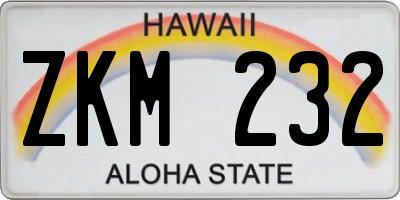 HI license plate ZKM232
