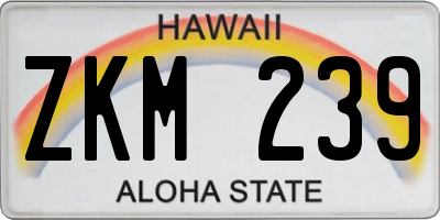 HI license plate ZKM239